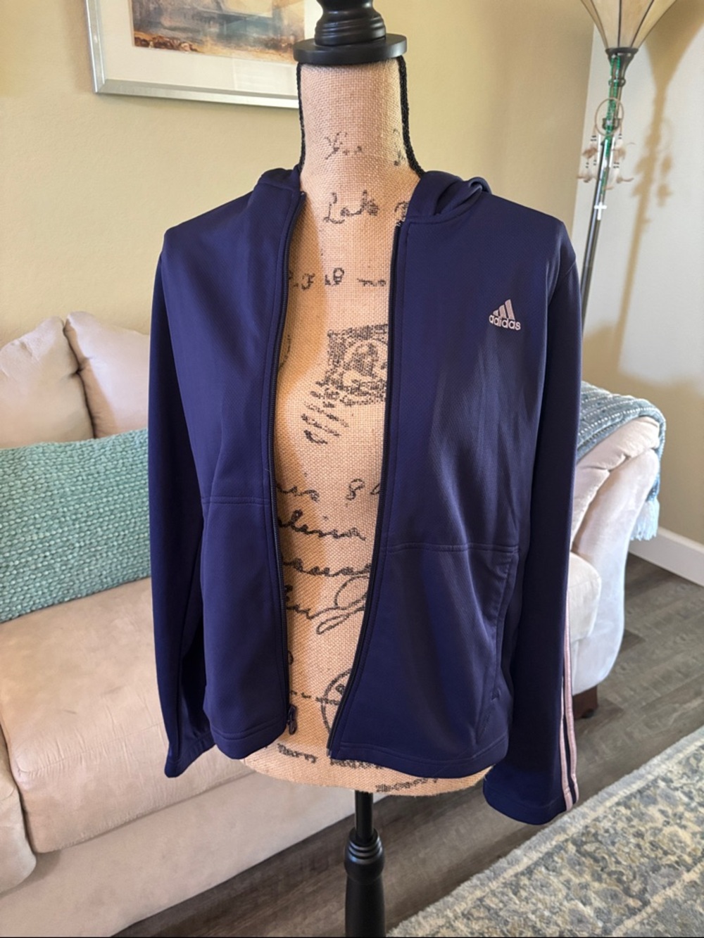 Adidas Purple Hooded Full-Zip Bomber Jacket